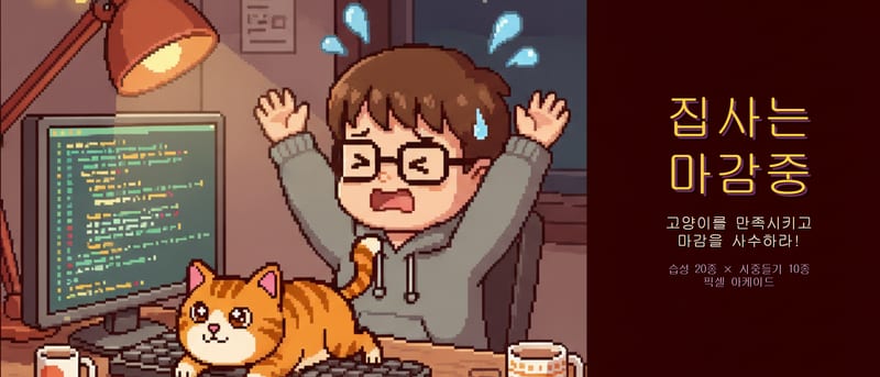 집사는 마감중 — 픽셀아트 고양이 아케이드 대표 이미지