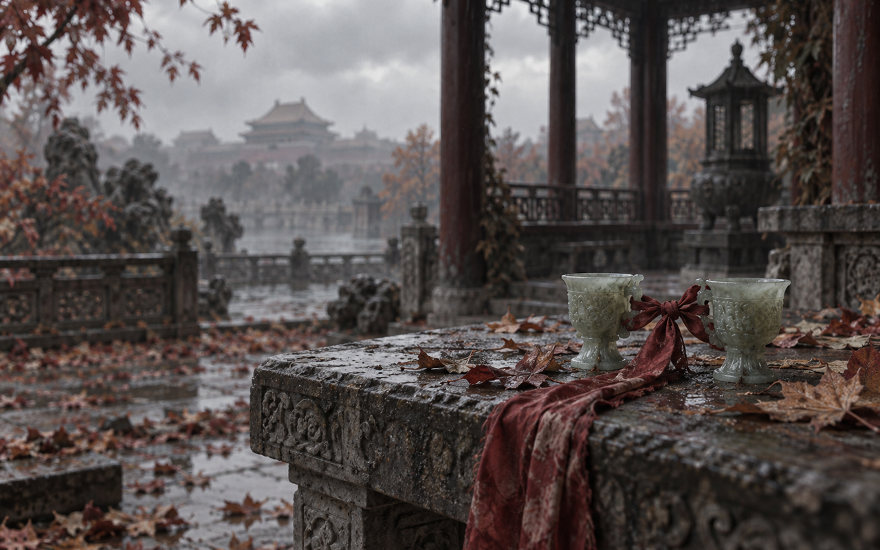 남겨진 혼례 잔 — 전생의 흔적 (직접 생성한 이미지)